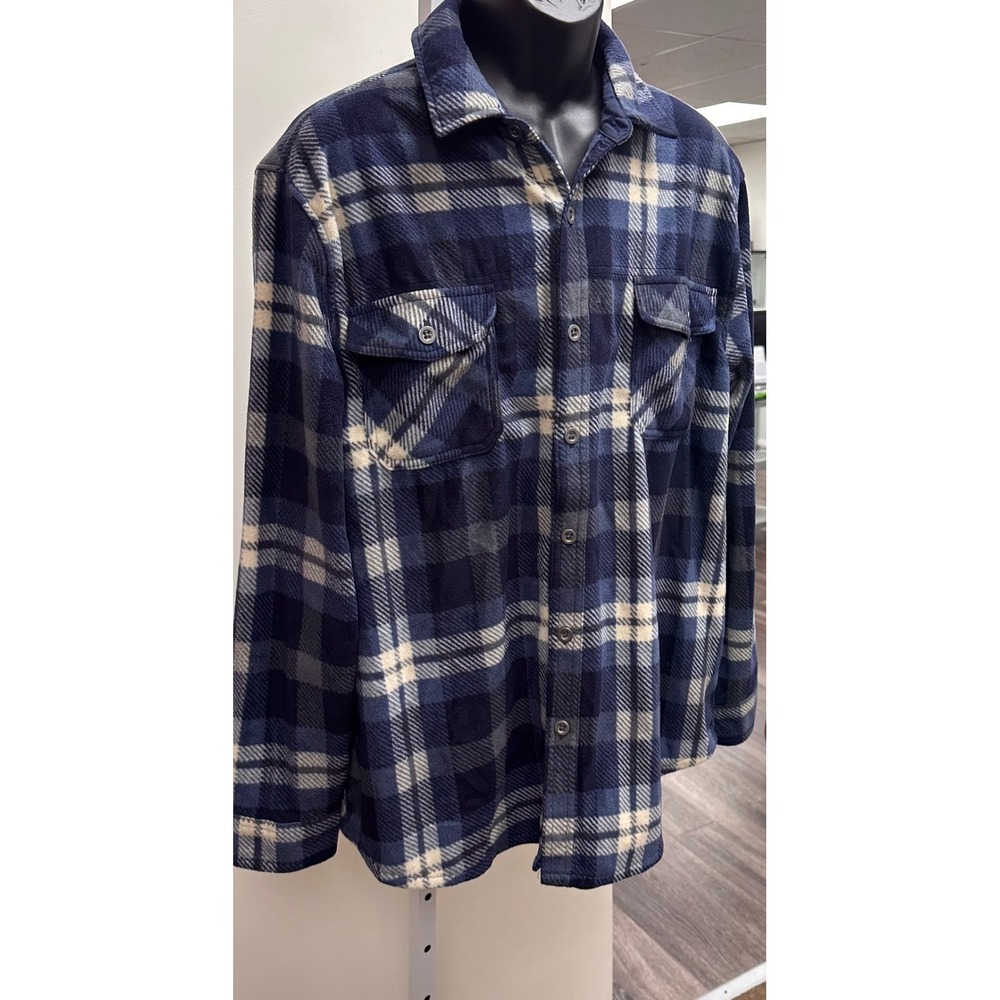 Freedom Foundry Plaid Flannel Shirt Jacket Mens XL Blue Beige White Workwear - Picture 3 of 9